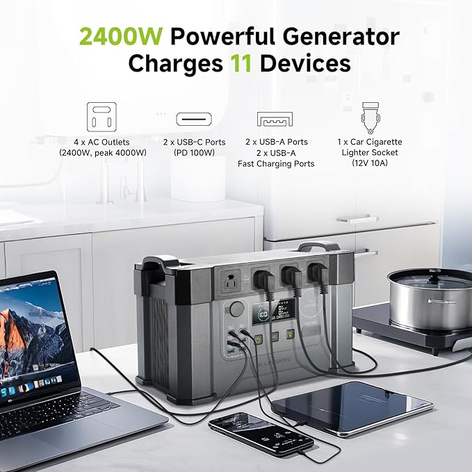 ALLPOWERS S2000PRO Portable Power Station, 1500Wh/2000w Battery Backup, with SF100 100W Flexible Solar Panel, Solar Power Bank for 10+ Devices, for Outdoor Camping, Traveling, Emergencies