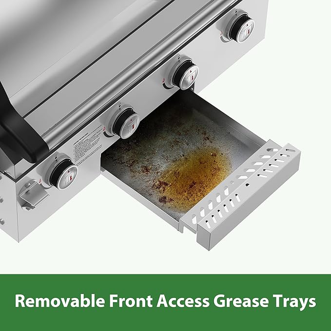 Brand-Man Gas Grill Built-In Head, 30-Inch 4-Burner Propane Grill, Natural Gas Convertible, Heavy Duty 304 Stainless Steel 40,000BTUs BBQ Island Outdoor Kitchen