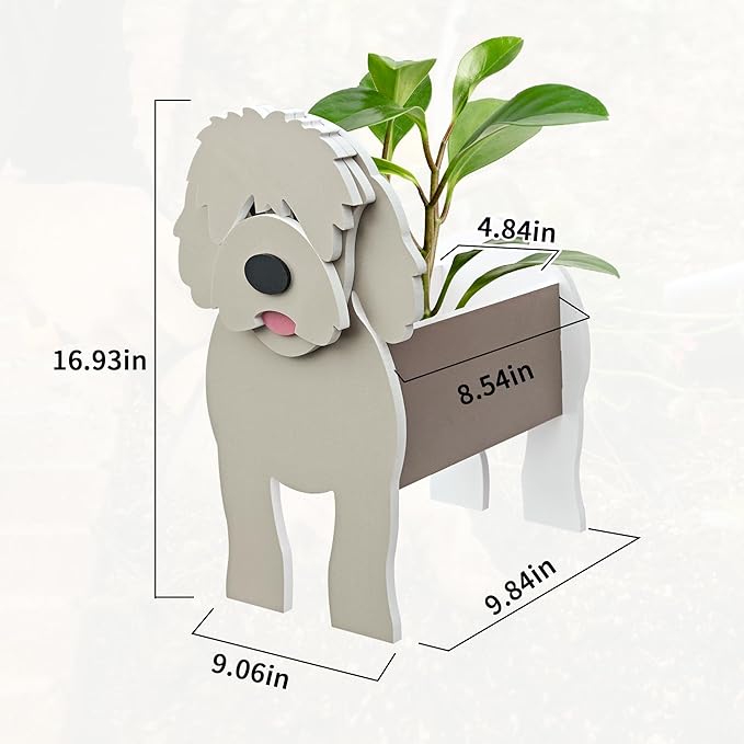 Golden Dou Dog Planter, Pet Shape Garden Pots Plant Pots for Indoor/Outdoor Gardens Decoration, Cute, Surprise Gifts/Souvenirs for Pet Lovers (Large)