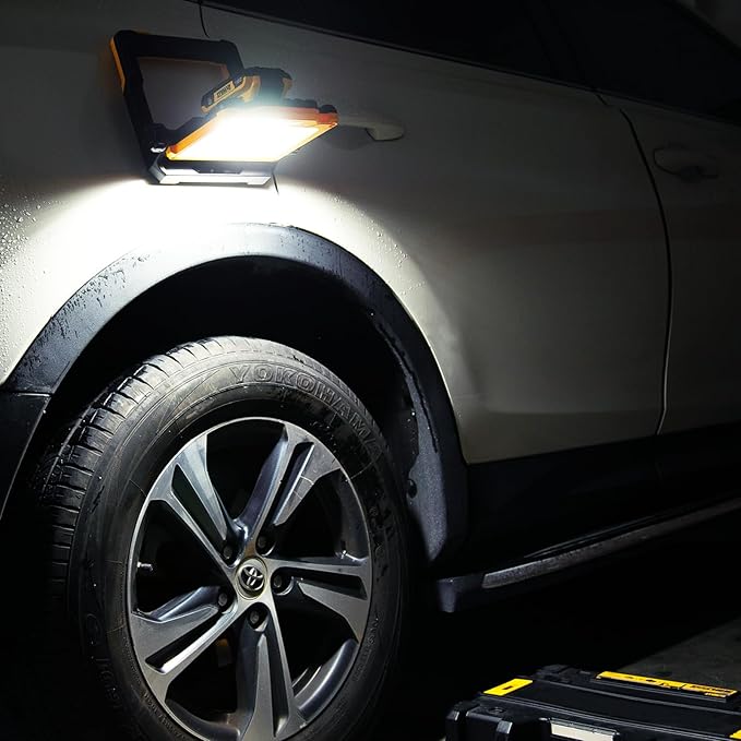 Cordless 25W 4000lm LED Magnetic Work Light Compatible for Makita, Dewalt, Milwaukee, Bosch, Black and Decker, Porter Cable, Stanley 18-20V Battery, Black (AC Power Adapter Included)