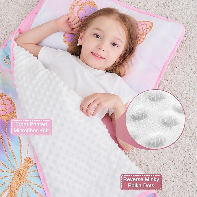 Extra Large Toddler Nap mat by Cokouchyi, Toddler Sleeping Bag with Removable Pillow, Measures 53 x 21 x 1.5 Inches, Sleeping Mat, Ideal for Daycare and Preschool Kindergarten