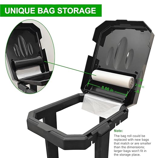 Collapsible Trash Bag Holder with Reinforced Legs and Bonus Inner Storage Compartment, Portable Trash Can, Outdoor Waste Bin with 20 Bags Included for Camping, RV, Picnic, and Home Use