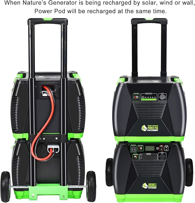 Nature's Generator Power Pod Elite-AGM Sealed Lead Acid in 100Ah with 12V DC Port and 35in Expansion Cable to Extend Nature's Generator Elite's Using Time HKNGPDEL