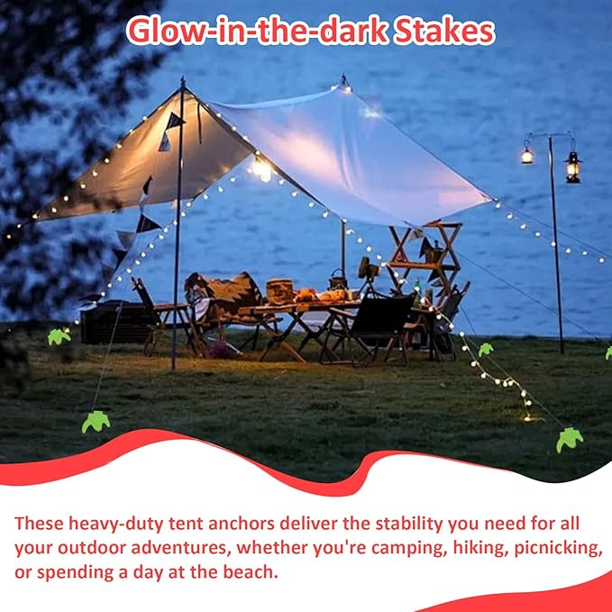 8" Screw in Tent Stakes - 20 Pack Heavy Duty Ground Anchors Screws for Camping, Canopy, Awning and Outdoor Tent Pegs - Metal Tent Stakes with Hex Head Driver & Storage Box