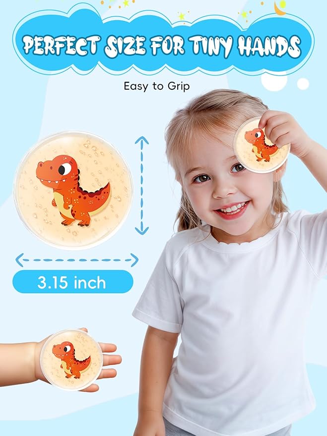 Kids Ice Packs for Boo Boos, 6 Pcs, Baby Small Gel Ice Packs for Injuries Reusable, Mini Hot Cold Compress for Body Pain Relief, Toothache, Fever, Mosquito Bite, Get Well Gift for Girl Boy (Dinosaur)
