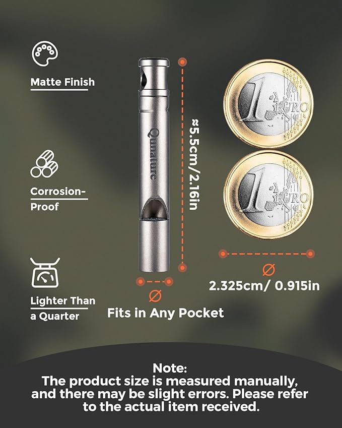 Emergency Titanium Whistle Survival Keychain Whistle 120 - Decibel with Lanyard for Kids Rescue Dog Training Outdoor Camping Hiking Coaches Sports Metal Whistle