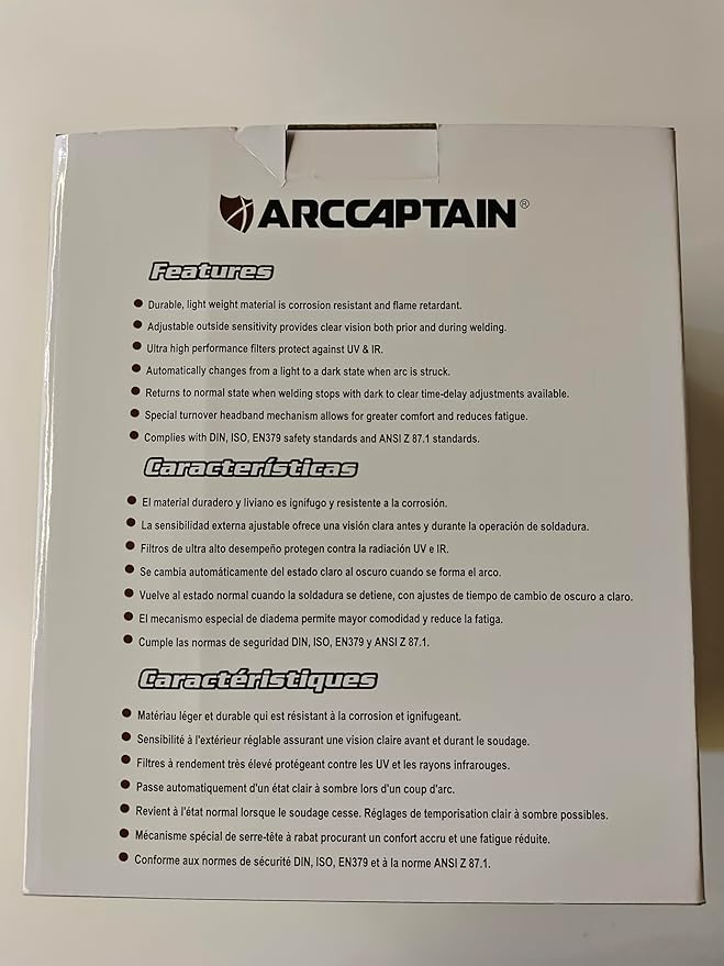 ARCCAPTAIN Auto Darkening Welding Helmet, 1/1/1/1 Top Optical Clarity Welder Helmet, 4 Arc Sensor 1/25000s Response Time True Color，Color06