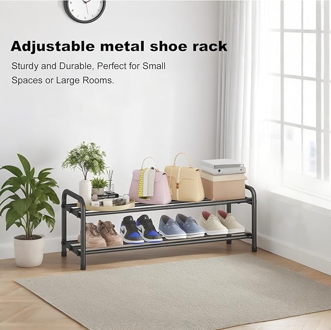 KANAV 2-Tier Expandable Shoe Rack, Adjustable Shoe Organizer & Storage for Closet, Small Space Saving Shoe Rack for Entryway, Bedroom, or Office – Sturdy & Durable Design