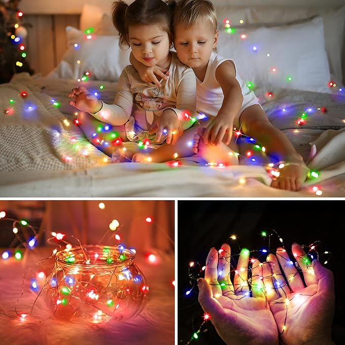 KNONEW 100FT Outdoor Christmas Fairy Lights Plug in,300 LED String Lights Outdoor Waterproof 8 Modes for Wedding Bedroom Walls Garden Trees Decoration(Multicolor)