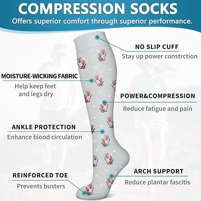6 Pack Copper Compression Socks for Women and Men Circulation-Best Support for Medical, Running,Nursing,Athletic