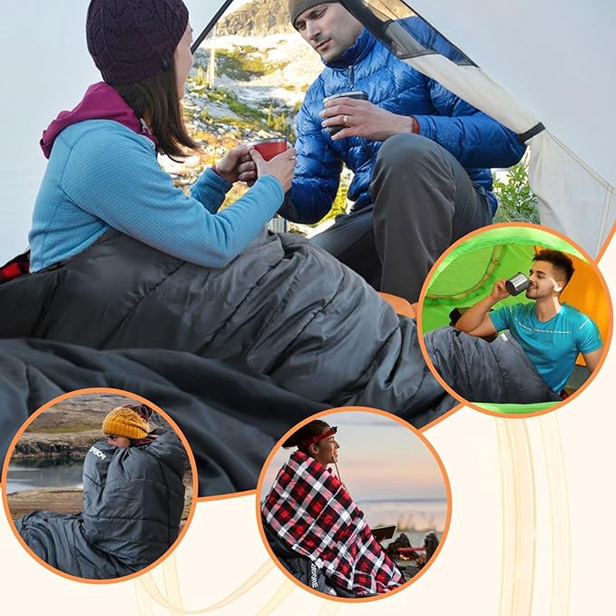 0 Degree Sleeping Bag 100% Cotton Flannel XXL Cold Weather Winter Oversized Sleeping Bag for Adults Camping Zero Degree Big and Tall with Compression Sack