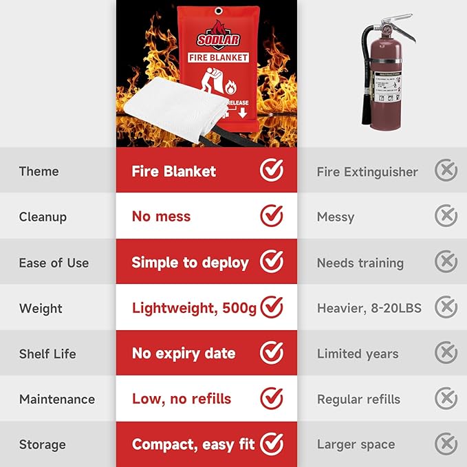 Fire Blanket Emergency for Home Kitchen - 12 Pack 40"x40" Fireproof Safety Protection Fiberglass Flame Retardant Blankets Survival Essential Kit for House Car Camping Outdoor Fireplace Grill BBQ