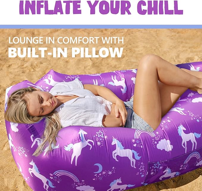 AlphaBeing Inflatable Lounger Beach Chair Accessories, Air Sofa Hammock Inflatable Couch for Camping Backyard Lakeside with Compression Sacks, Ideal Outdoor Gifts for Adults