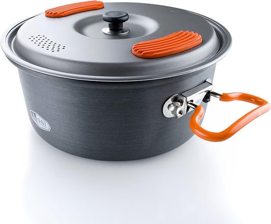 GSI Outdoors Halulite Aluminum Pot, Lightweight Hard Anodized Aluminum Camp & Backpacking Cookware with Lid & Folding Handle