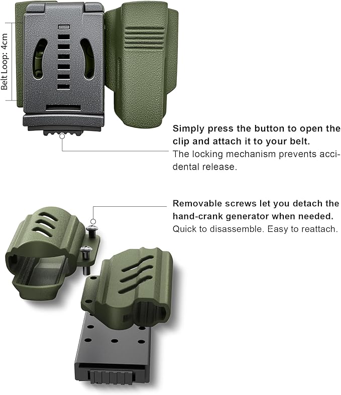 VIPERADE VAK6 Survival Multitool with Folding Knife, LED Flashlight, Pulse Ignition and Hand Crank Generator, Camping Multitool Knife Rechargeable Flashlight with Belt Sheath (Black)