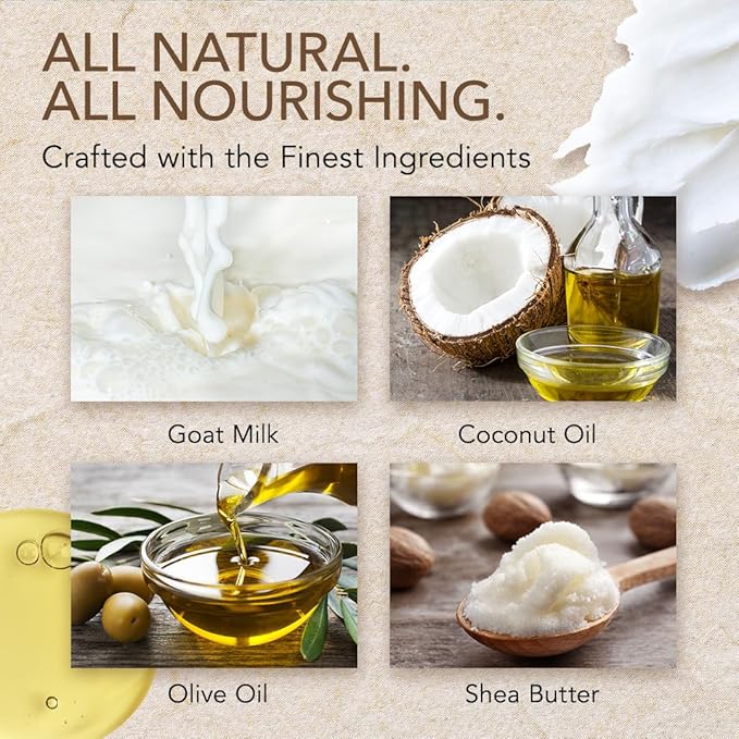 O Naturals 3-Pcs Goat Milk Soap with Soap Saver Bag - Unscented, Triple-Milled, Nourishing, for Sensitive Skin