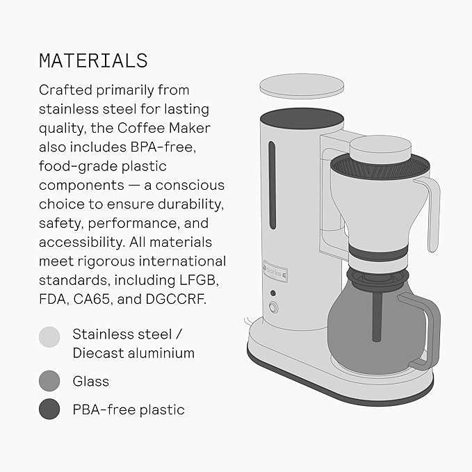 aarke Coffee Maker - Electric Drip Brewer with Automatic Drip-Stop, SCA-certified, Stainless Steel with 10 Cup/ 42 fl oz, Glass Carafe, Brews Full Pot in Under 6 Minutes