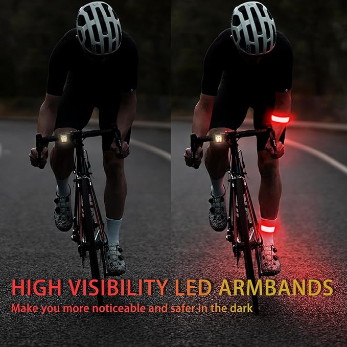 2 Pack LED Armband - Rechargeable Running Lights with Reflective Gear, High Visibility LED Wristband Lights