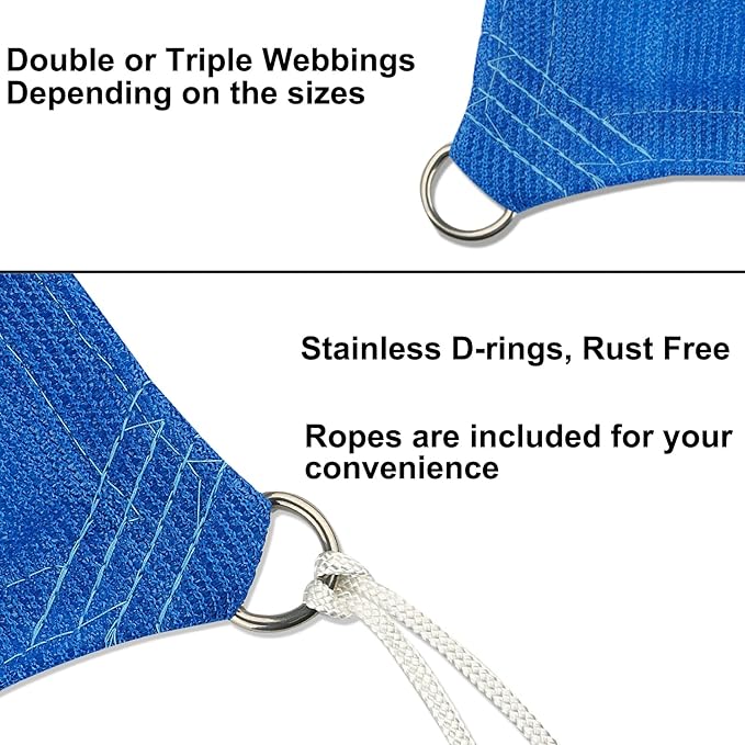 18' x 24' Blue Outdoor Sun Shade Sail Canopy ??UV Resistant Permeable Awning Fabric for Patio, Garden, Backyard, Pergola, Carport, Lawn Shelter Cover