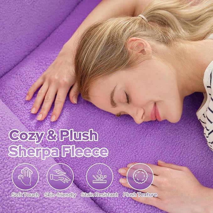 HABUTWAY Inflatable Bean Bag Chairs for Adult Blow up Chair Portable Inflatable Bean Bag Couch w/Electric Air Pump,Handle & Side Pocket for Movie Night Reading Gaming Living Room - Purple