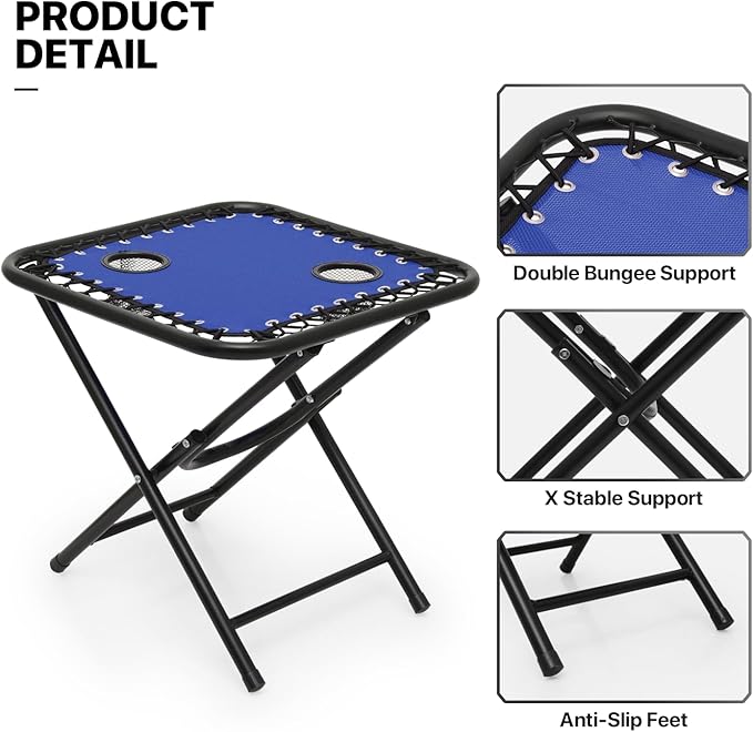 MoNiBloom Oversized Lounge Beach Chairs for Outside, 29" XL Zero Gravity Camping Chairs with Side Table, Pillow and Tray, 330lbs Capacity, Blue