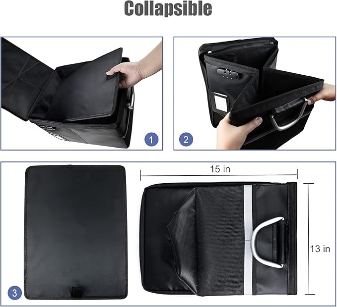 Fireproof Document Box, Fireproof Organizer Safe Box with Lock, Portable Office Storage Cabinet for Hanging Letter/Legal Folder 16.1 x 12.9 x 11in