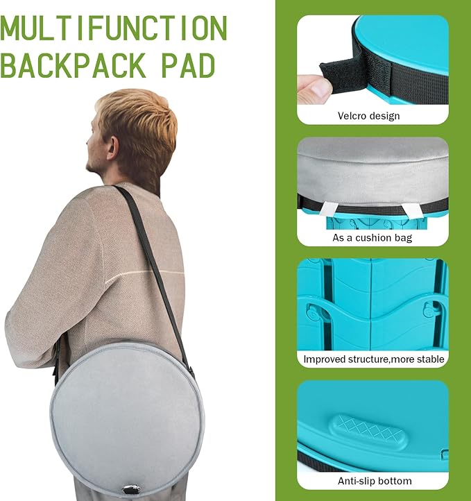 Deer's Life Portable Collapsible Stool with Cushion Pad, Retractable Folding Telescopic Camping Seat for Adults, Small Lightweight Sturdy Adjustable Stools for Travel,Kitchen,Garden,Fishing