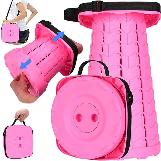 Fishboy Upgraded Square Collapsible Stool, 400lbs Max Weight, Lightweight But Sturdy, Portable Retractable Folding Telescoping Foldable Camping Stool for Adults Outdoor Fishing Hiking Travel BBQ