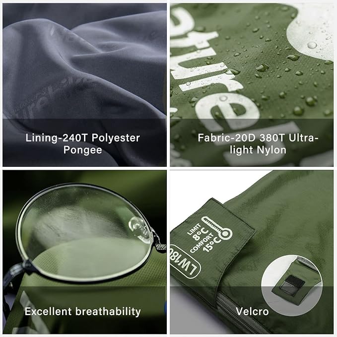 Naturehike Lightweight Compact Sleeping Bag, Envelope Ultralight Backpacking Sleeping Bag Portable, Waterproof, Comfort with Compression Sack for Cold&Warm, Camping, Traveling, Hiking