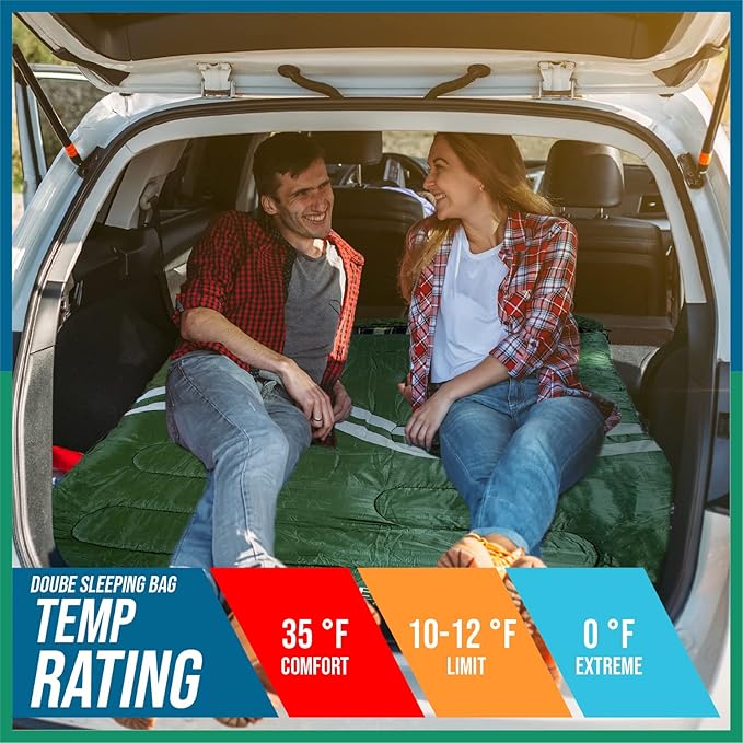 IFORREST Cotton Flannel Double Sleeping Bag for Adults - 2-Person 10°F Cold Weather Camping Bed - Extra-Wide & Warm Queen-Size XXL