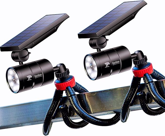 Solar Motion Sensor Camping Lights Aluminum Case, 100-Week FREE Refund/Replacement, Solar Spot Light Outdoor Waterproof Motion Sensor Security Lights for Yard Deck Camp Post Step Hunting Hiking