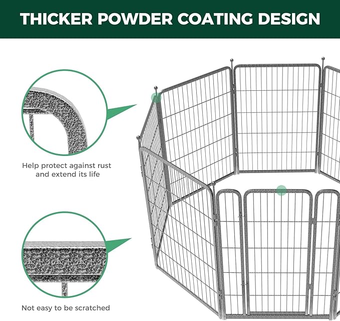 FXW Garden Fence with Door, 40in(H) x 54ft(L) 24 Panels Dog Fence Outdoor for The Yard - Heavy Duty Metal Fencing Tall Animal Barrier for Dog and Rabbit, Easy Assemble