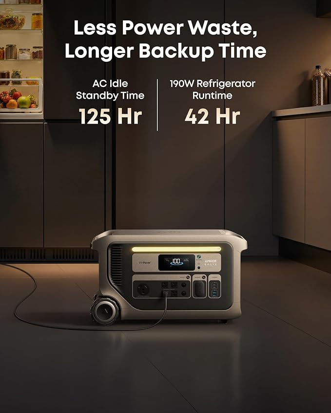 Anker SOLIX F3000 Portable Power Station, 3,072Wh, 6,000W Recharging, Solar Generators for Home Use, Expandable to 24kWh, Works with Generator, For Power Outages, Camping, RVs, Emergencies