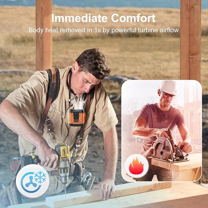 Portable Fan for Under Shirt, Waist Fan Clip On Belt, 4-in-1 Rechargeable Body Fans with LED Light, Phone Stand, Fast Charging 4-Speed Hip Personal Fans for Baby, Mowing, Work, Kitchen, Truck