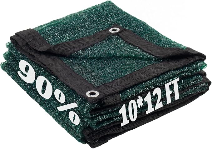 LOVE STORY 10x12FT 90% Green Garden Shade Cloth, Sun Shade Cover Net Mesh Tarp with Grommets, Sunblock Net for Garden,Greenhouse,Plants and Patio