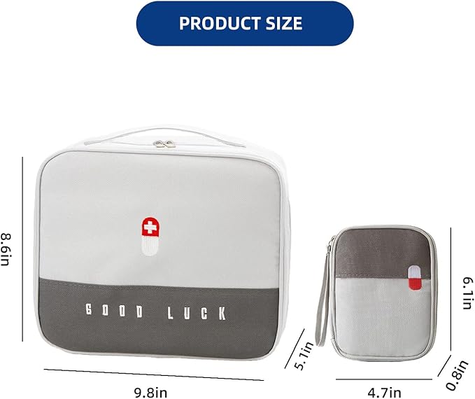 First Aid Bags Empty, Travel Medicine Bag, Medical Supplies Organizer Bag, Portable Kit for Traveling, Car, Home, Camping, Office, Hiking, Outdoor (Oxford Grey)