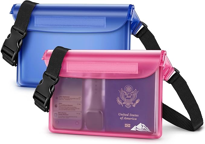HEETA Waterproof Fanny Pack, Waterproof Pouch Dry Bag 2/3/4 Pack for Phone Passport Purse, Adjustable Waist Strap for Swimming Kayaking Boating Paddle Board Accessories Cruise Beach Camping Essentials