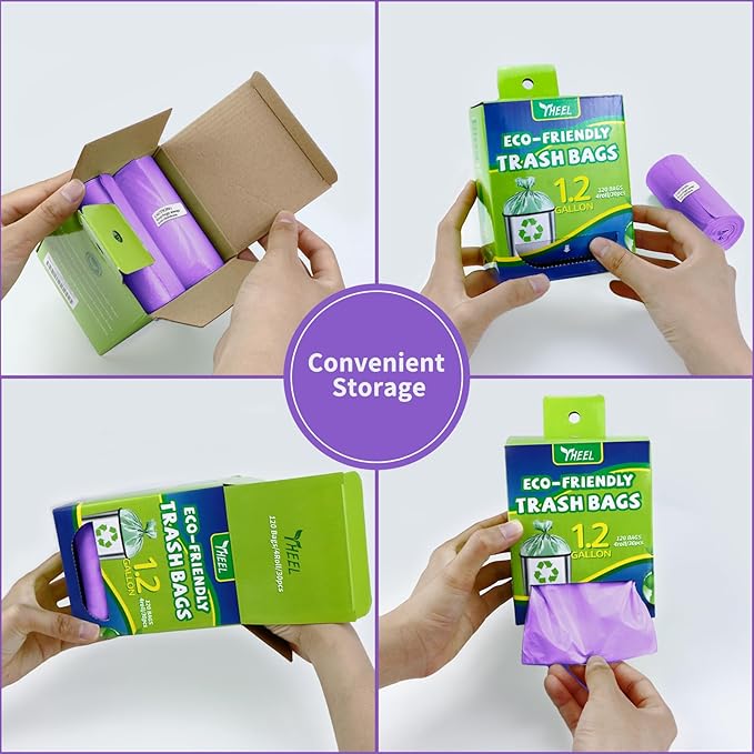 Small Trash Bags 1.2-Gallon: Bathroom Trash Bags 4.5L Small Garbage Bags for Bathroom Bedroom Office - (Purple, 120 Counts)
