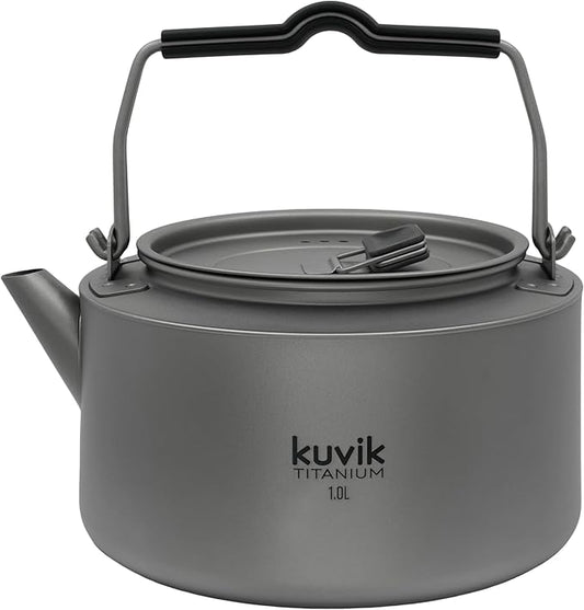 Kuvik Titanium Kettle 1.0L (33.8 oz) - Ultralight and Compact Kettle for Backpacking, Camping, and Home