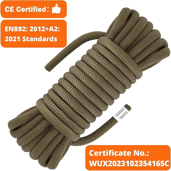 AOLEBA 10.5 mm Static Climbing Rope 10M(32ft) 20M(64ft) 30M(96ft) 50M(160ft) 70M(230ft) Outdoor Rock Climbing Rope, Escape Rope Ice Climbing Equipment Fire Rescue Parachute Rope