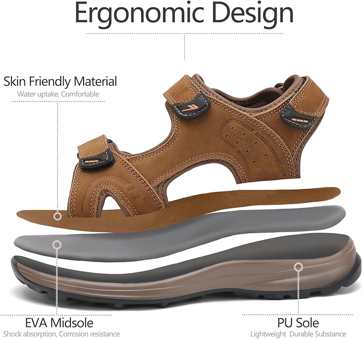 FLARUT Men's Sport Sandals Outdoor Hiking Sandal Open Toe Walking Sandals for Summer Beach Water Shoes