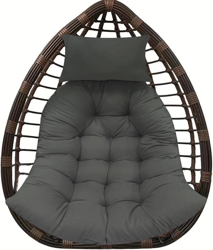 Thicken Hanging Basket Seat Cushion with Headrest, Hammock Swing Chair Cushions, Soft Egg Patio Chair Cushion with High Elasticity PP Cotton, for Indoor and Outdoor Garden Offices (with Pillow)
