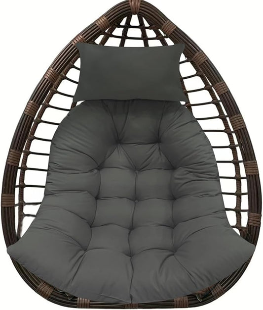Thicken Hanging Basket Seat Cushion with Headrest, Hammock Swing Chair Cushions, Soft Egg Patio Chair Cushion with High Elasticity PP Cotton, for Indoor and Outdoor Garden Offices (with Pillow)