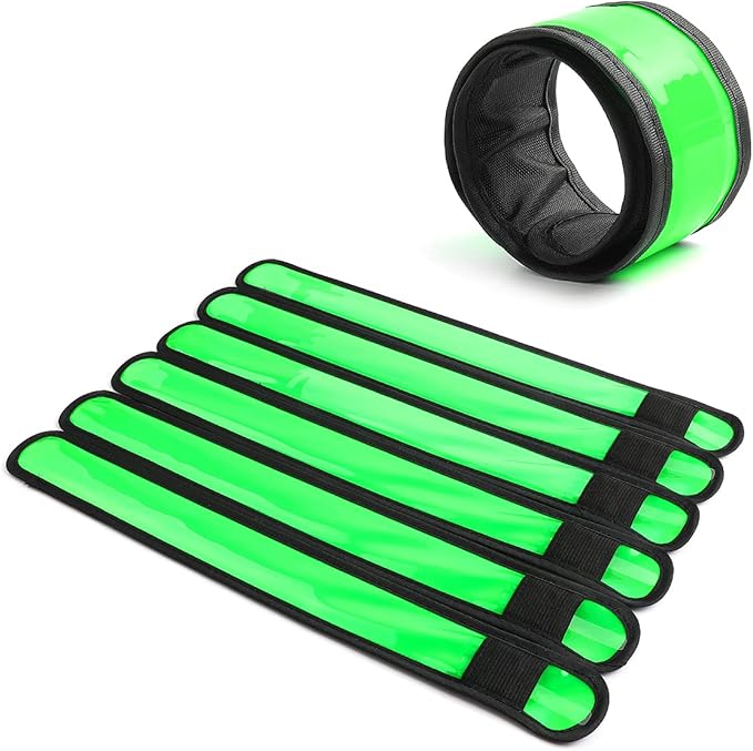 Pack of 6 LED Light Up Band Slap Bracelets Night Safety Wrist Band for Cycling Walking Running Concert Camping Outdoor Sports