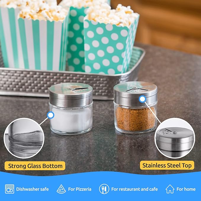 CUSINIUM 2-Pack 3oz Glass Spice Seasonings Shaker With Adjustable Lid