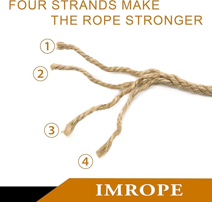 4mm x 300 Feet Natural Jute Rope, Twine for Gardening Tomato Climbing Plant Tie Floristry Crafts Gift Wrapping Packing Decor