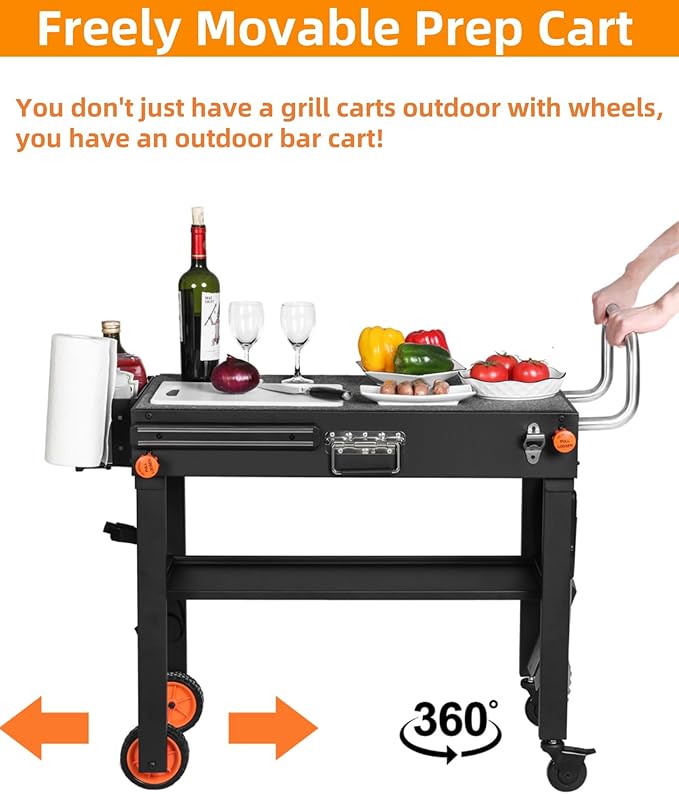 Grill Table, Blackstone Griddle Stand, Grill Carts Outdoor With Wheels, Used for Blackstone Griddle And Weber, Foldable Quickly Ninja Grill Stand Suitable for Travel/Camping