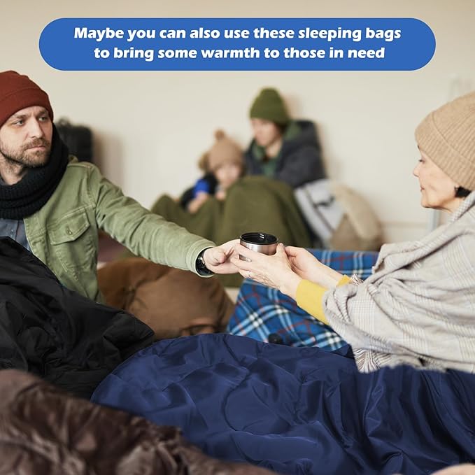 Macarrie 12 Pack Camping Sleeping Bags for Adults Bulk Cold Weather Kids Sleeping Bag for Homeless Lightweight Waterproof Compression Sack for Backpacking Traveling Hiking Outdoor