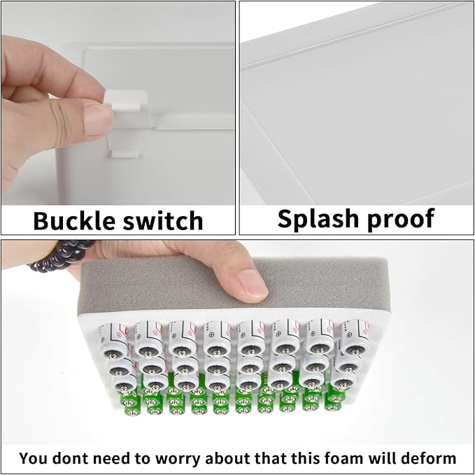 FULLCASE Battery Storage Organizer Holder Holds 54 AA AAA Batteries, Box Cases Garage Container, Home Drawer Organization Dispenser (Case Only) White