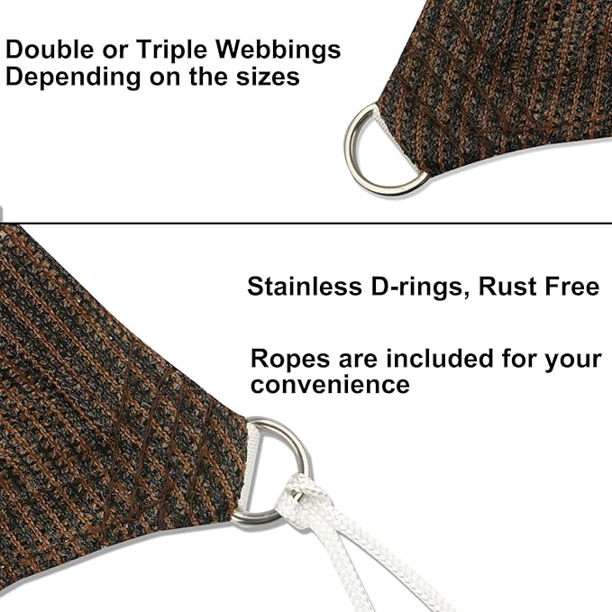 11' x 25' Brown Outdoor Sun Shade Sail Canopy ??UV Resistant Permeable Awning Fabric for Patio, Garden, Backyard, Pergola, Carport, Lawn Shelter Cover